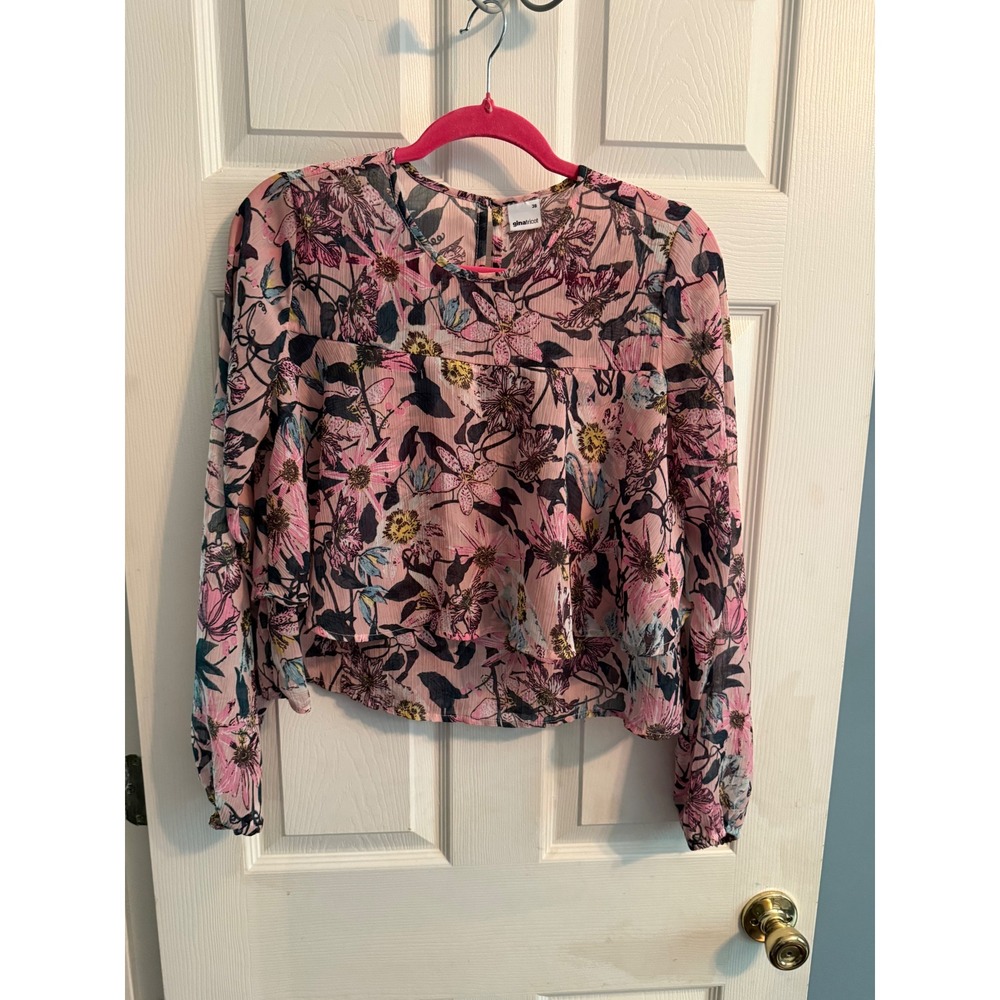 Gina Tricot Floral Print Long Sleeve Blouse Top Pink Size 38
